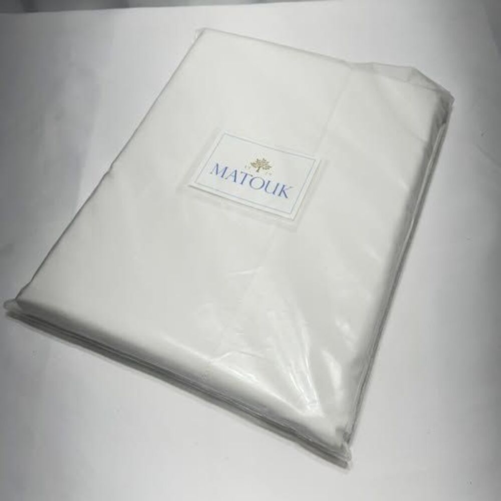 NWT Matouk Sierra Hemstitch King Flat Sheet White 350TC Cotton Percale M248